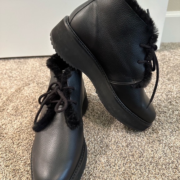 NEW Rachel Comey 40 9.5 Faux Shearling Lined Black Boots Ankle Booties - Picture 3 of 9